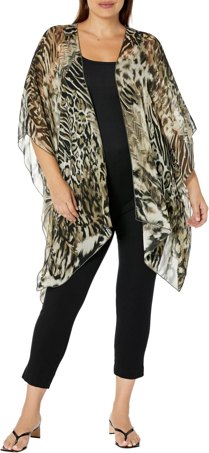 

Кимоно Plus Size Open Front Jacket Wrap Karen Kane, цвет Print