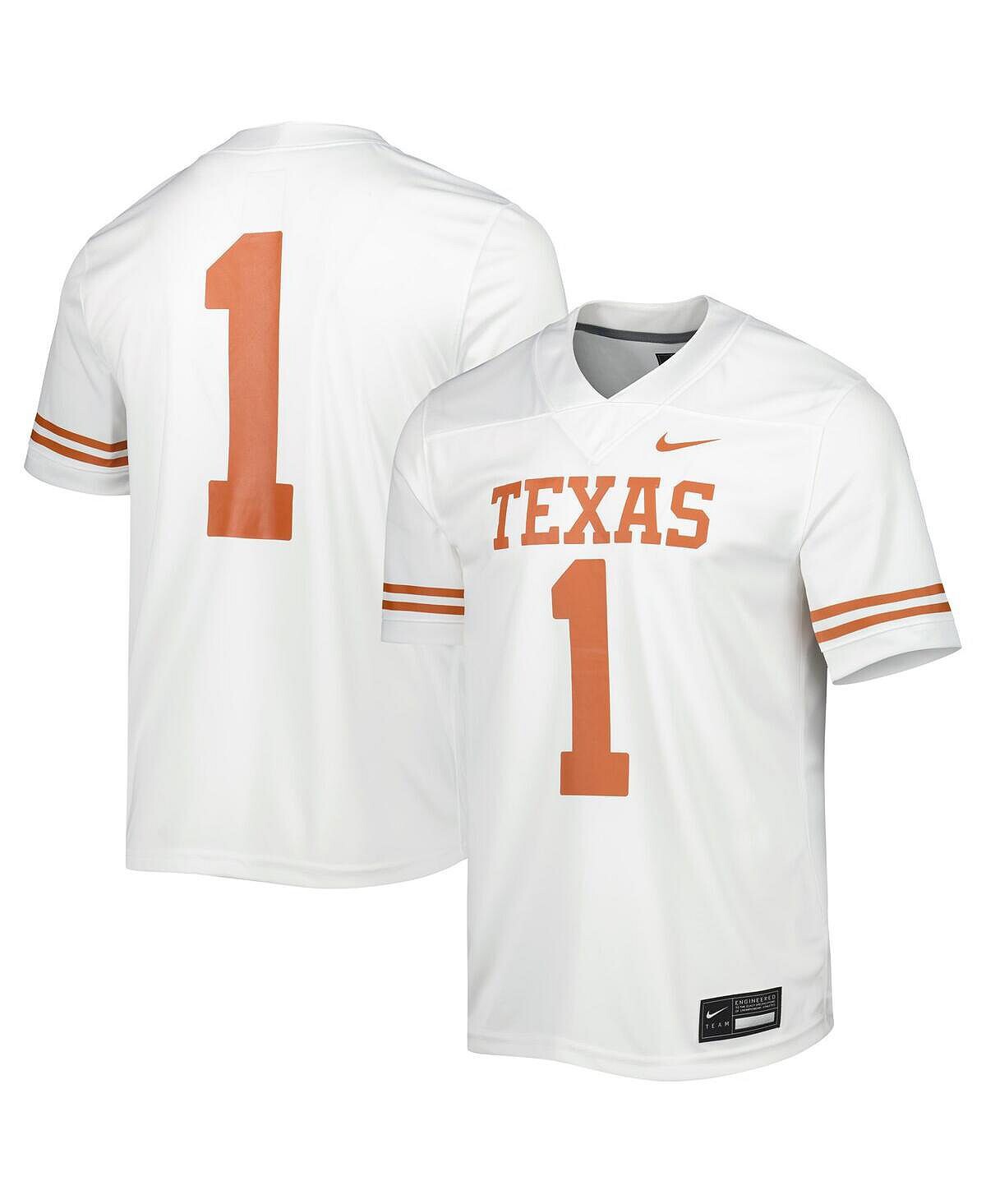 

Мужская белая футболка Texas Longhorns #1 для выездных игр Nike, Белый