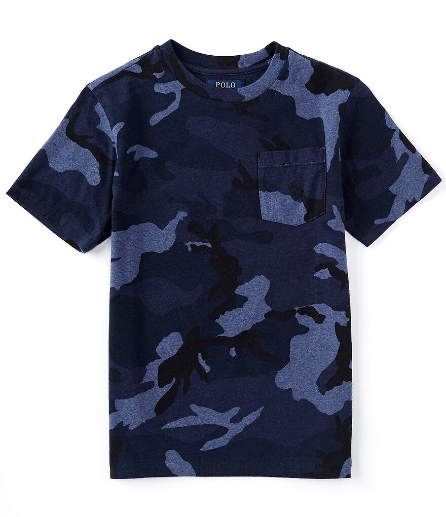 

Камуфляжная футболка с короткими рукавами и карманами Polo Ralph Lauren Big Boys 8–20, синий