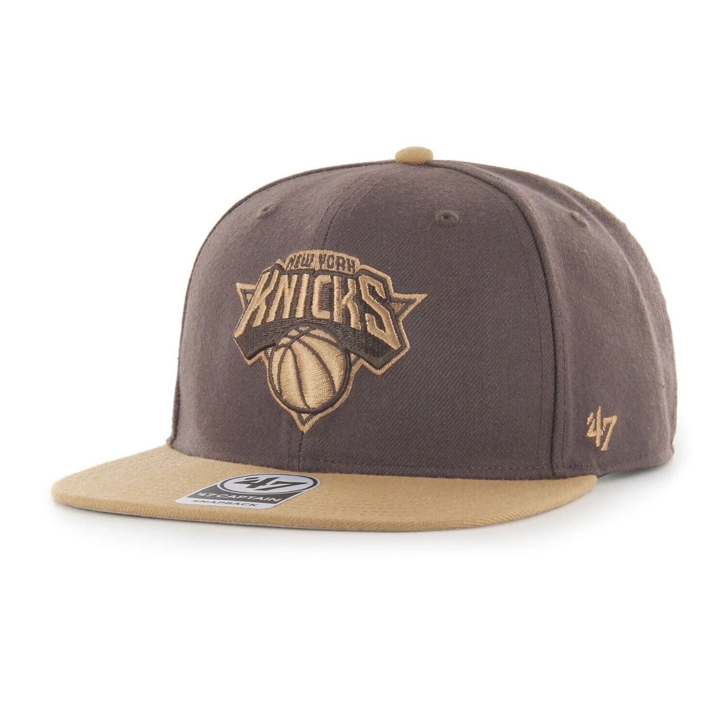 

Мужская двухцветная кепка Captain Snapback '47 коричневого цвета New York Knicks No Shot