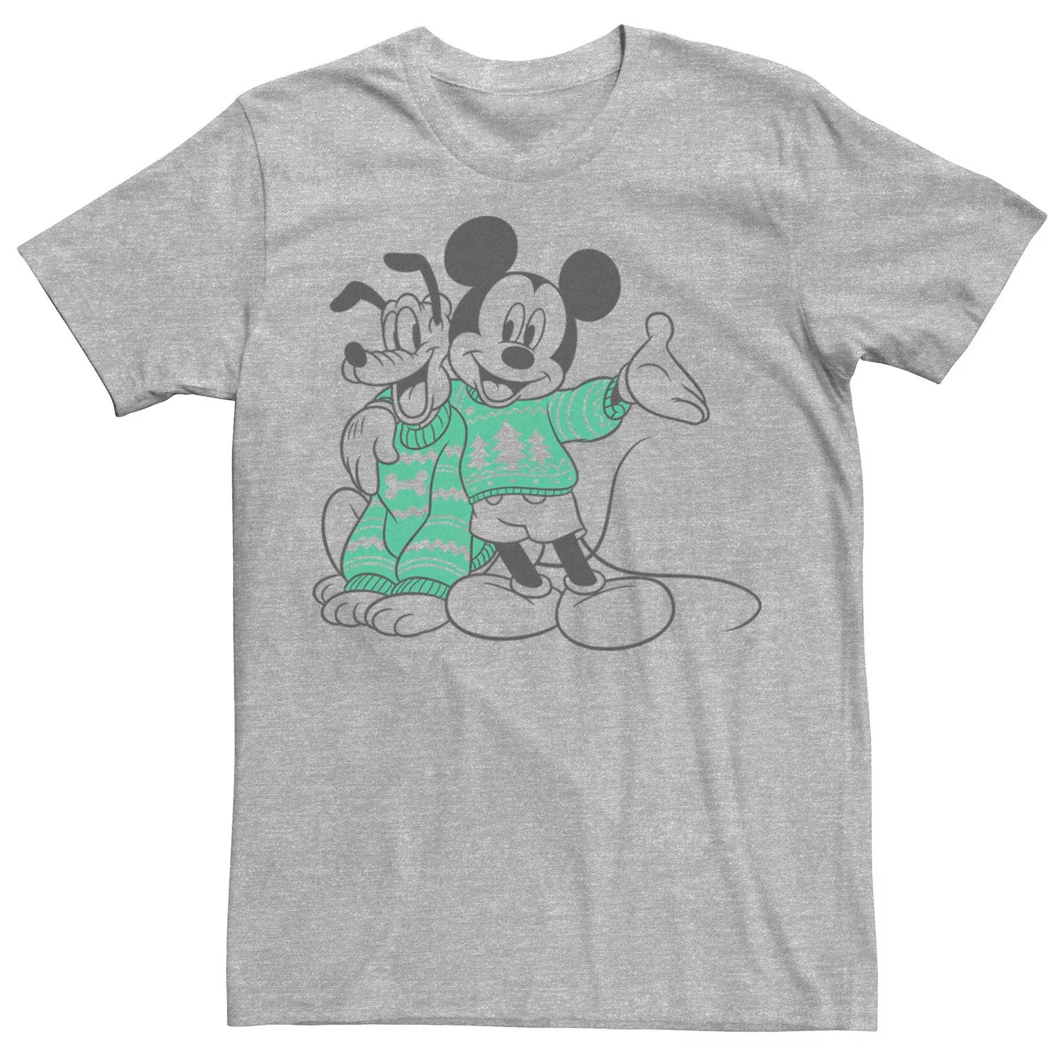 цена Мужская футболка с рождественским контуром Disney Mickey And Pluto Licensed Character