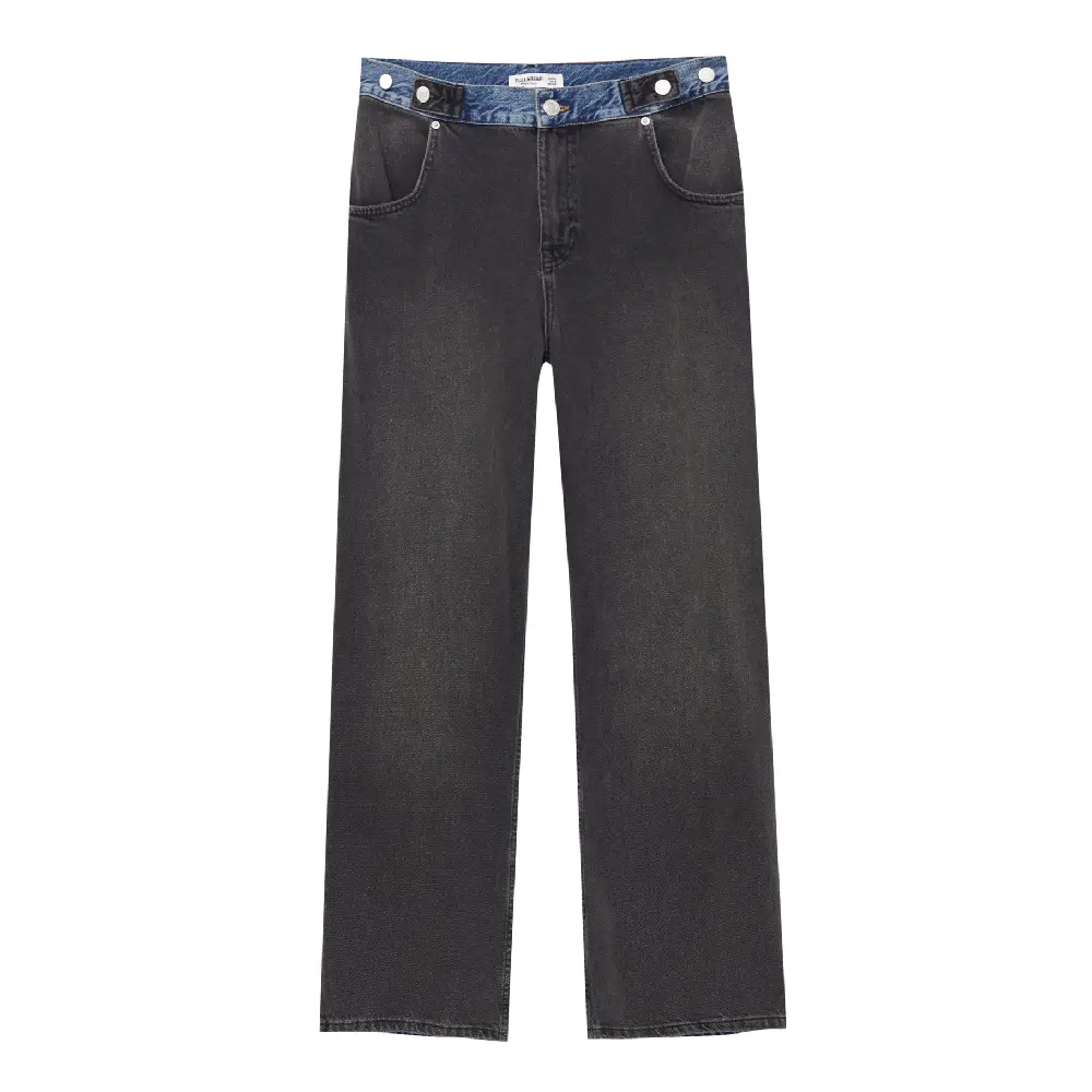 

Джинсы Pull&Bear Contrast Baggy With An Adjustable Waist, черный/синий