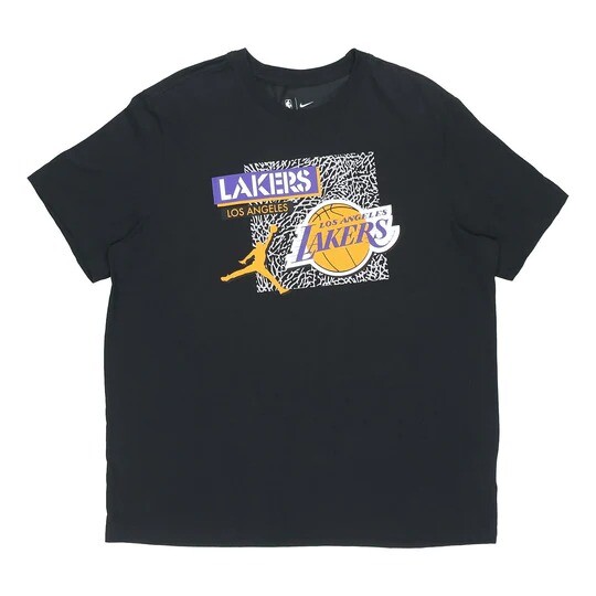 

Футболка Nike Air Jordan DRI-FIT NBA Los Angeles Lakers Printing Basketball Sports Round Neck Short, черный/желтый