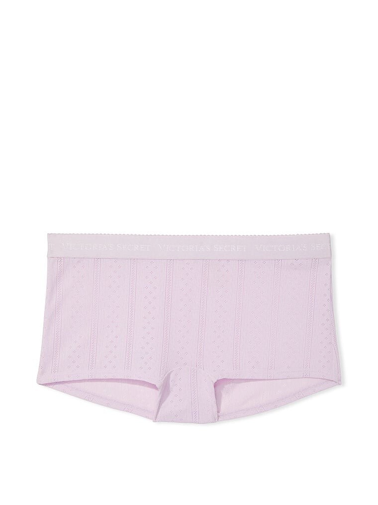 

Трусы Victoria's Secret Logo Waist Pointelle Shortie, лиловый
