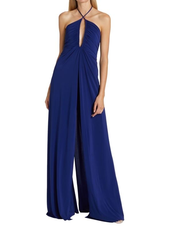 

Трикотажный комбинезон fia с лямкой на шее Halston Sapphire blue
