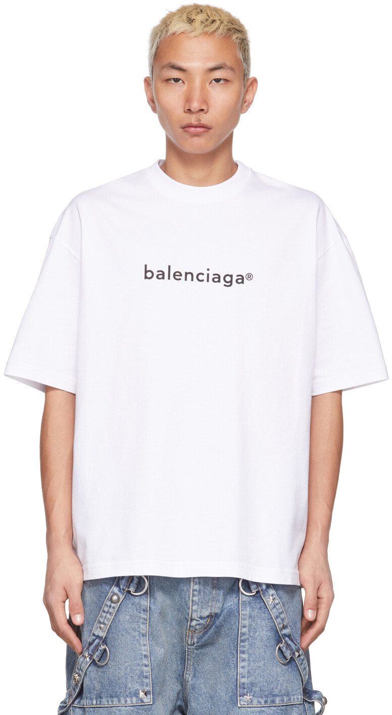 

Белая футболка с логотипом Copyright Balenciaga