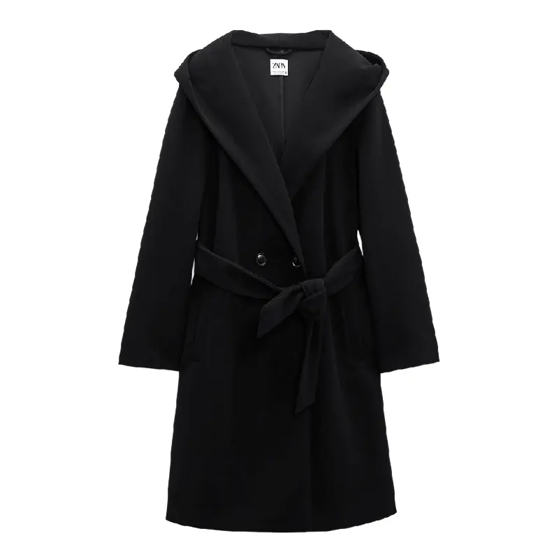 

Пальто Zara With hood, черный