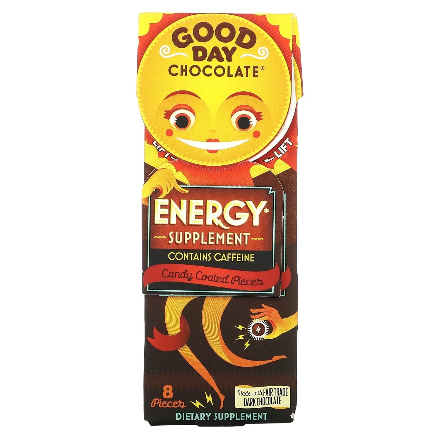 

Good Day Chocolate Энергетическая добавка конфеты покрытые оболочкой, 8 шт