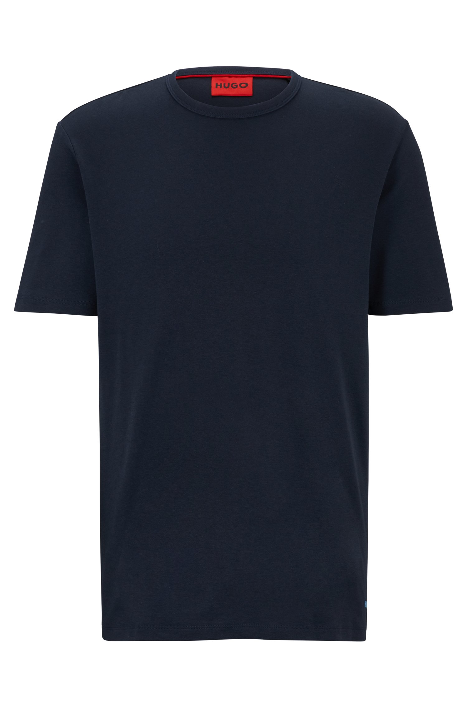 цена Футболка Hugo Pima-cotton Regular-fit With Contrast Logo, тёмно-синий