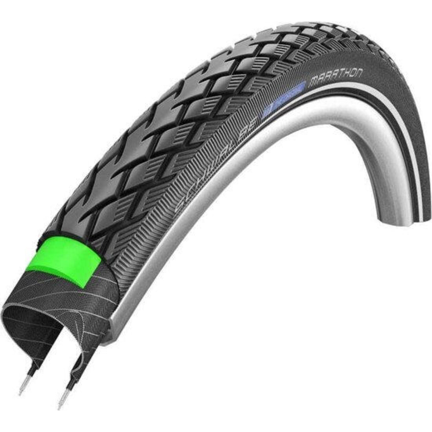 

Проволочная шина Marathon — 20x1,50 дюйма — GreenGuard — светоотражающие полосы — черная SCHWALBE, черный / серебристый / черный