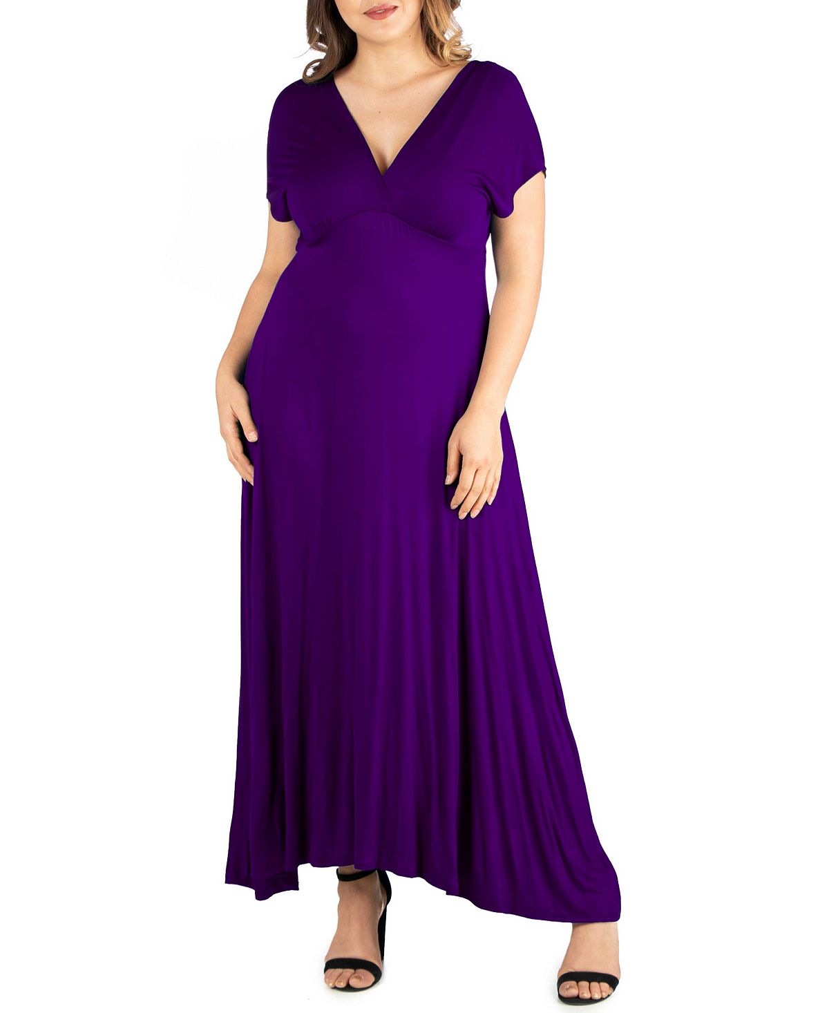 Женское макси-платье больших размеров с завышенной талией 24seven Comfort Apparel, фиолетовый
