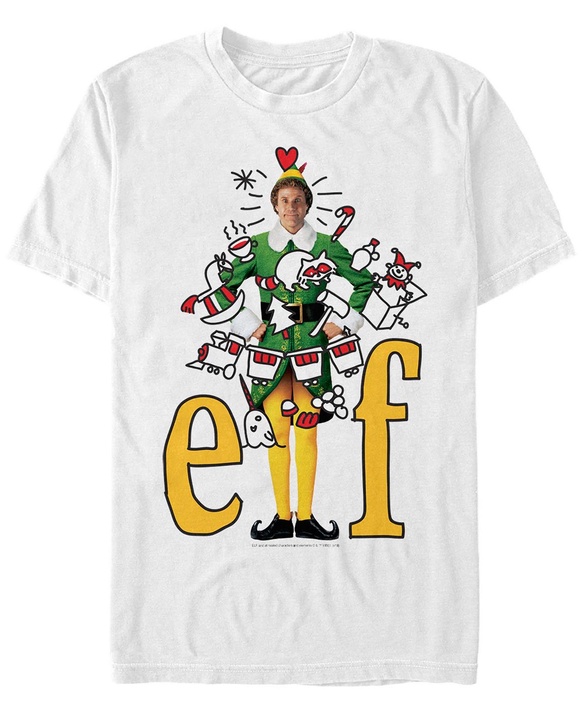 Мужская футболка с короткими рукавами elf ​​doodles Fifth Sun, белый мужская футболка с короткими рукавами в костюме фреда скуби ду с большим лицом fifth sun белый