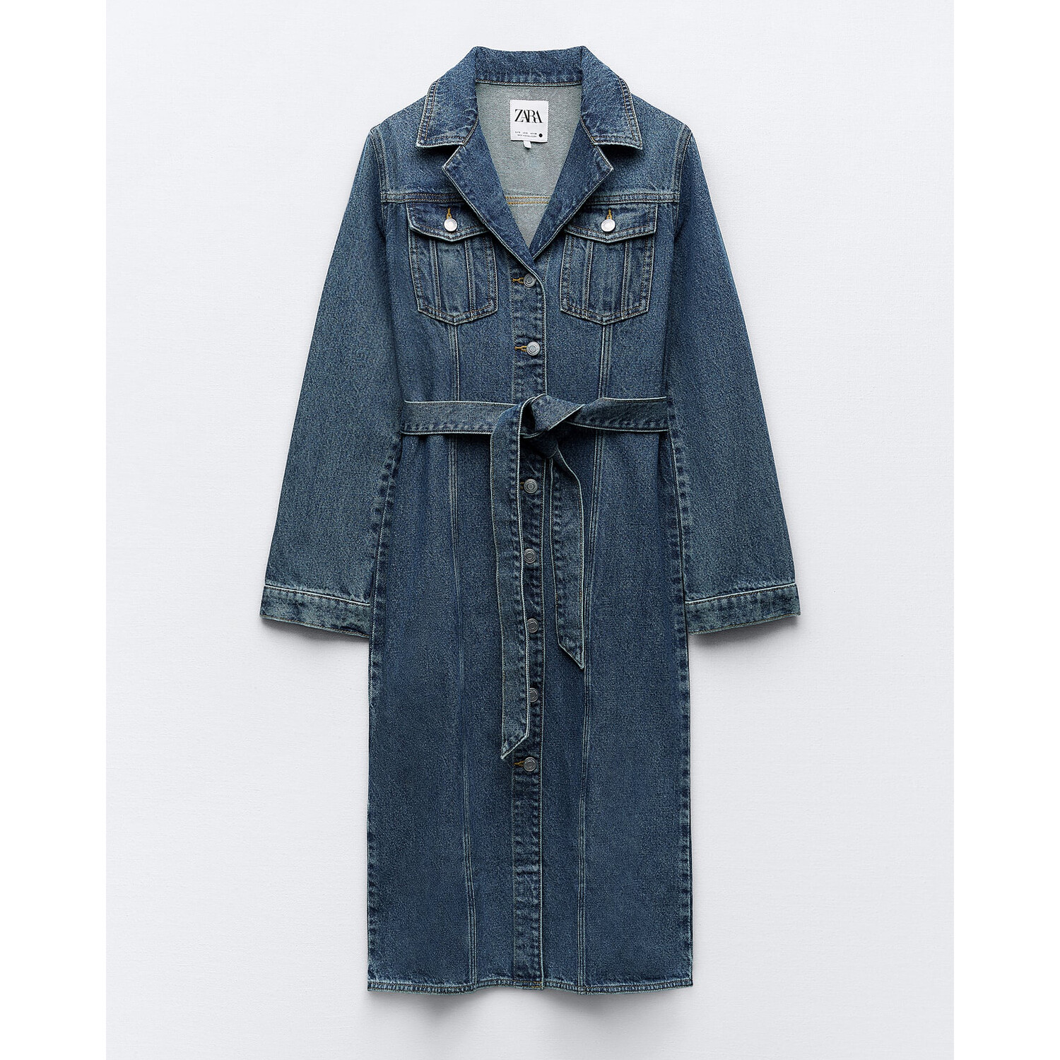 

Платье Zara ZW Denim with Pockets, блекло-синий