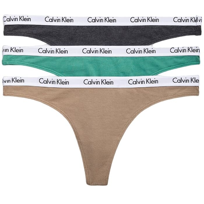 

Комплект трусов-стрингов Calvin Klein Carousel Logo Cotton, 3 предмета, бежевый/зеленый/темно-серый