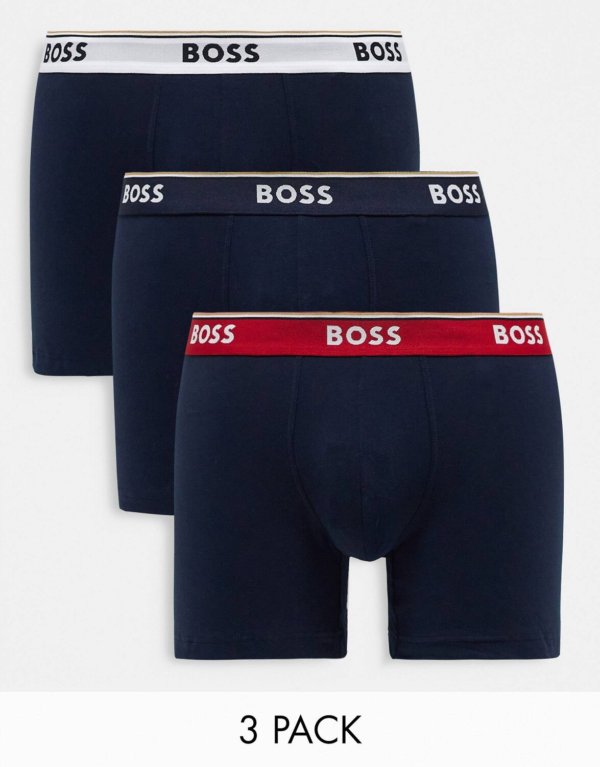 

Комплект из 3 трусов-боксеров Power темно-синего цвета с контрастным поясом BOSS Bodywear