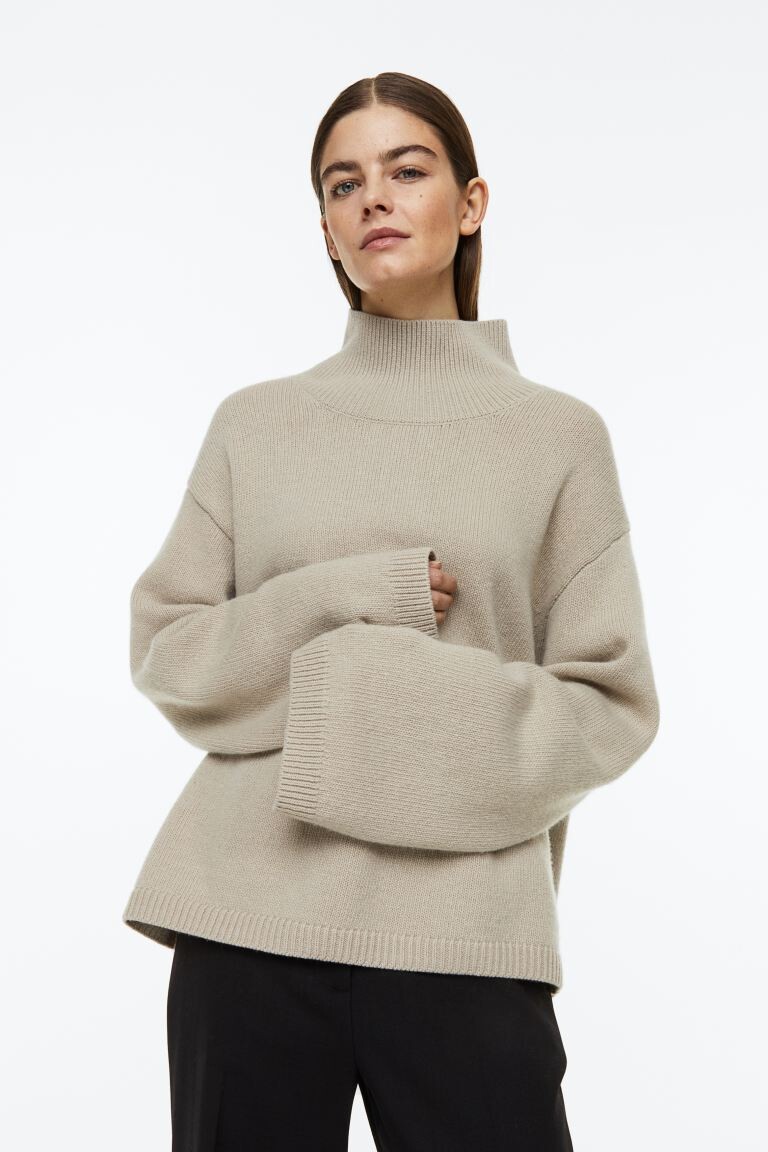 

Свитер оверсайз с оттенком кашемира H&M, светло-бежевый