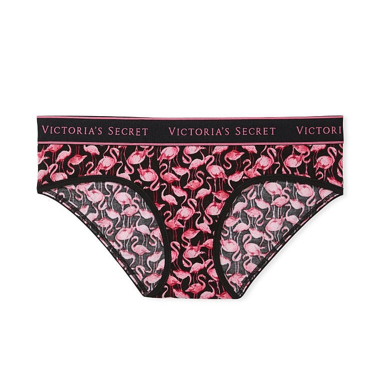 

Трусы Victoria's Secret Logo Cotton Hiphugger, черный, розовый