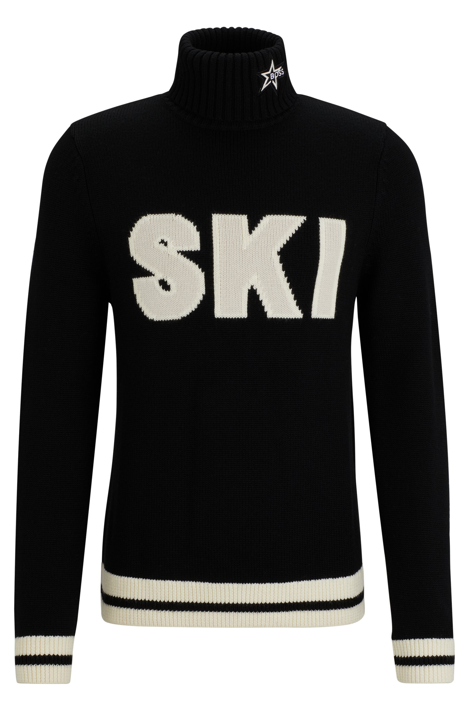 цена Свитер Boss X Perfect Moment Virgin-wool With 'Ski' Intarsia, черный