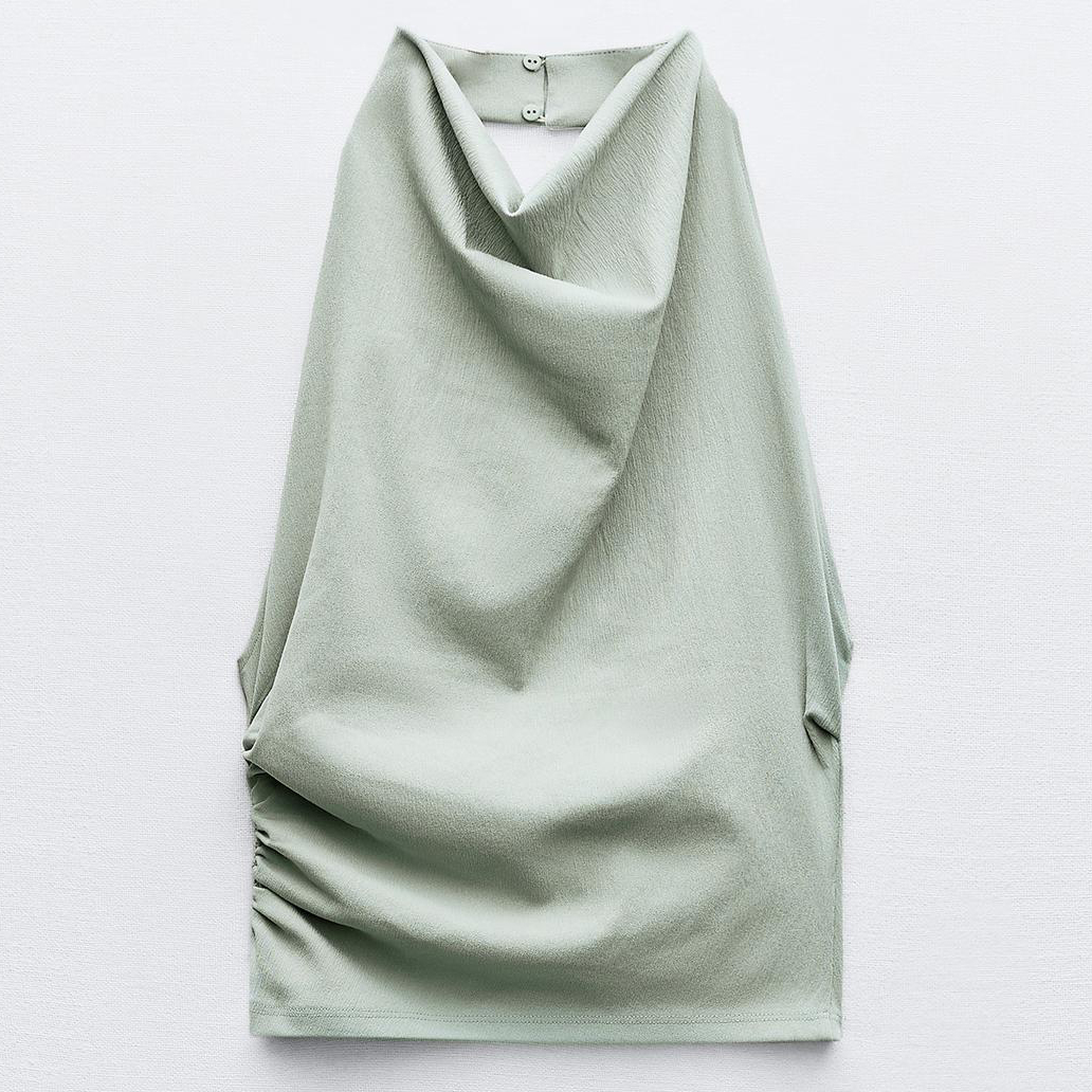цена Топ Zara Stretch Halter, серо-зеленый