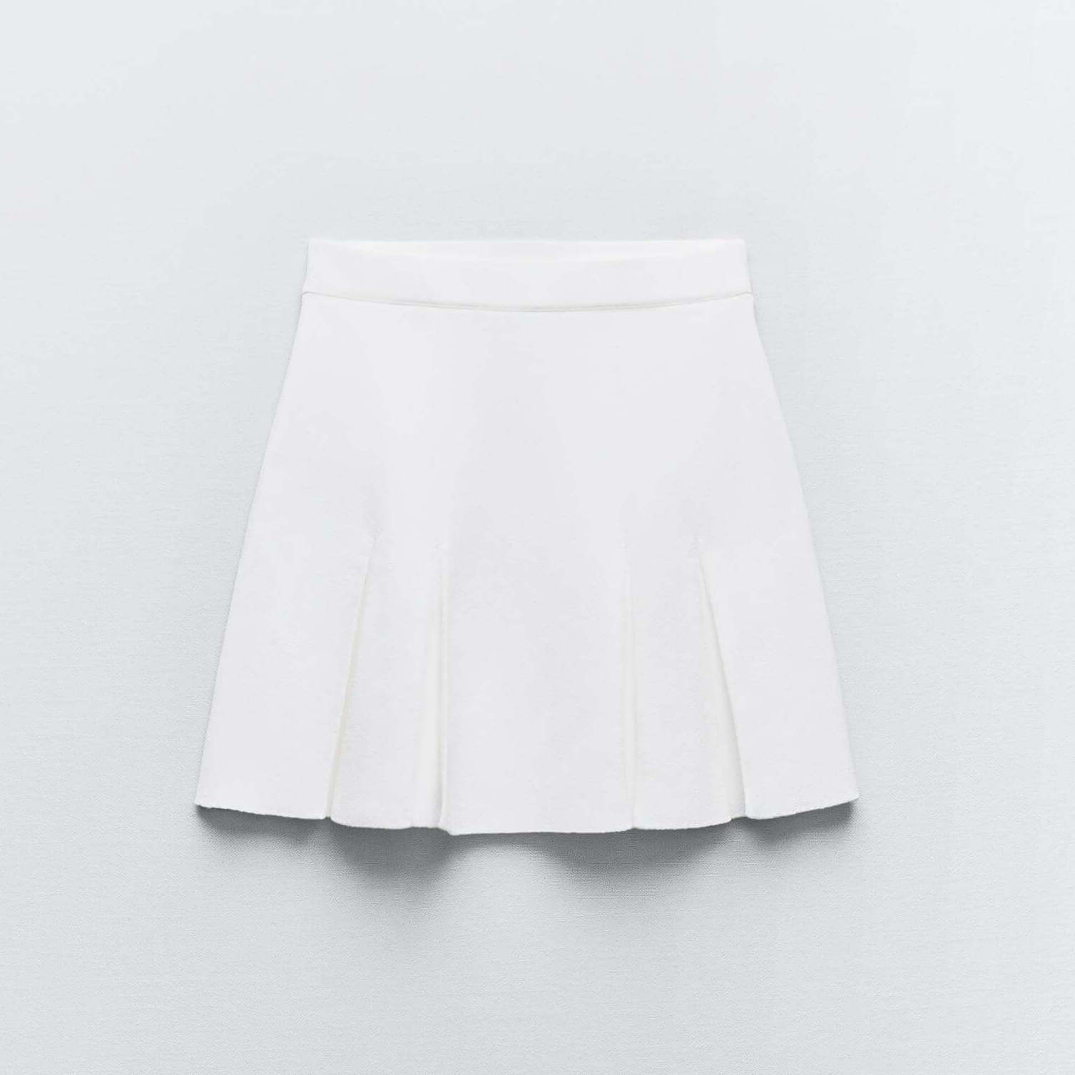 цена Юбка-мини Zara Box Pleat Knit, белый