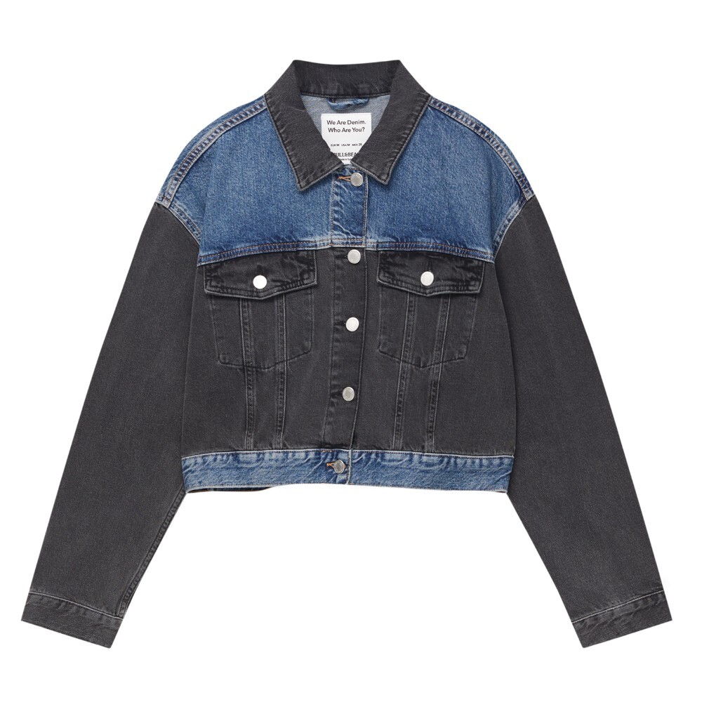 

Джинсовая куртка Pull&Bear Contrast Denim, черный/синий