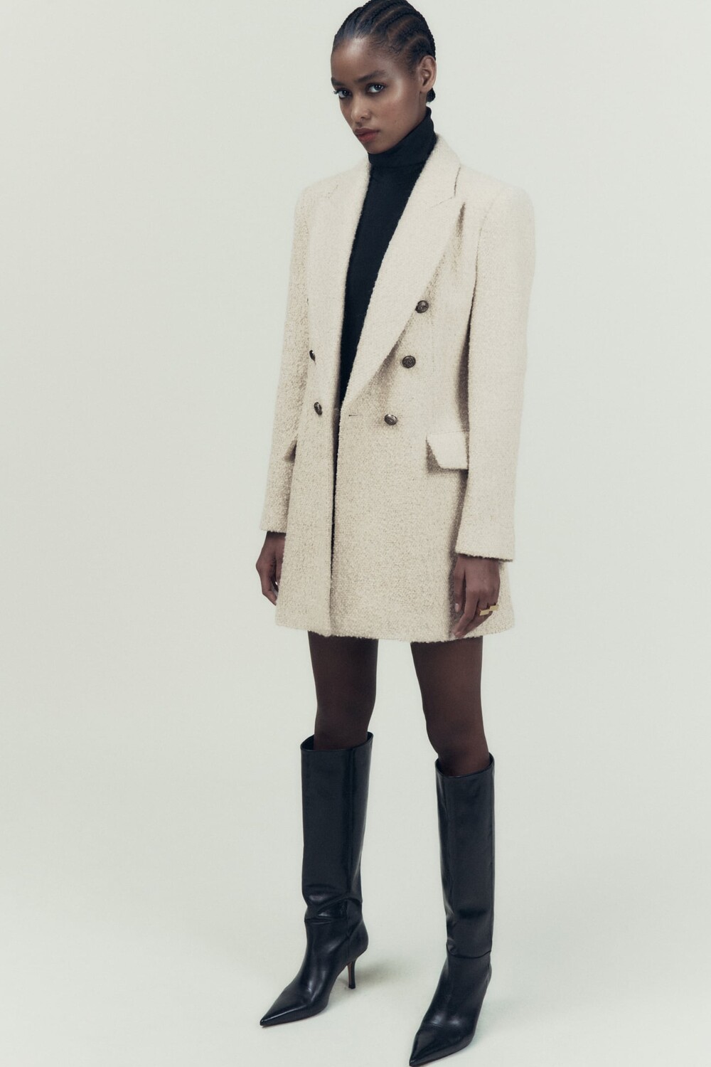 

Длинный пиджак из фильтра ZARA, бежево-розовый