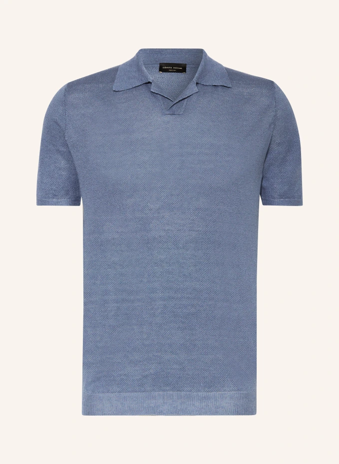 Трикотажная льняная рубашка-поло Roberto Collina, синий