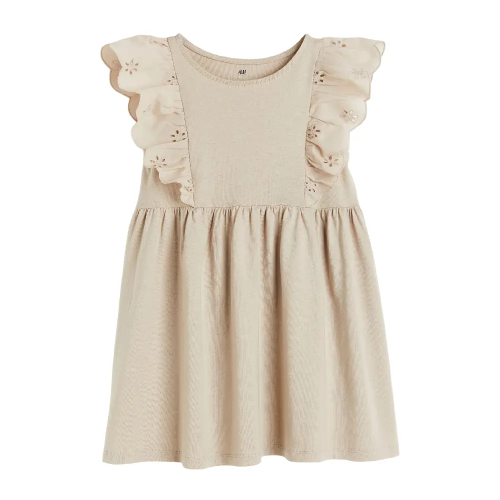 

Платье H&M Kids Flounce-trimmed Jersey, бежевый