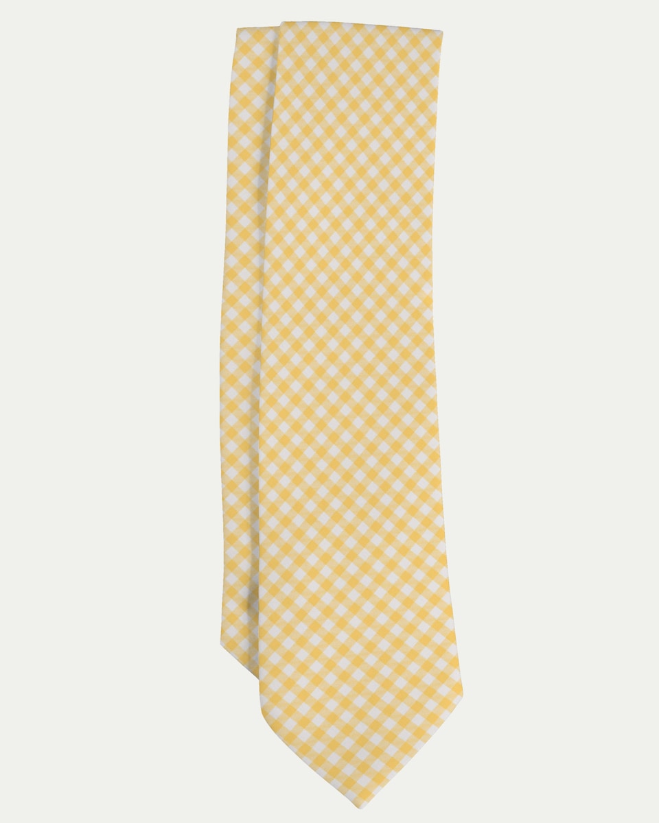 Желтый шелковый галстук с клетчатым принтом Pertegaz, желтый