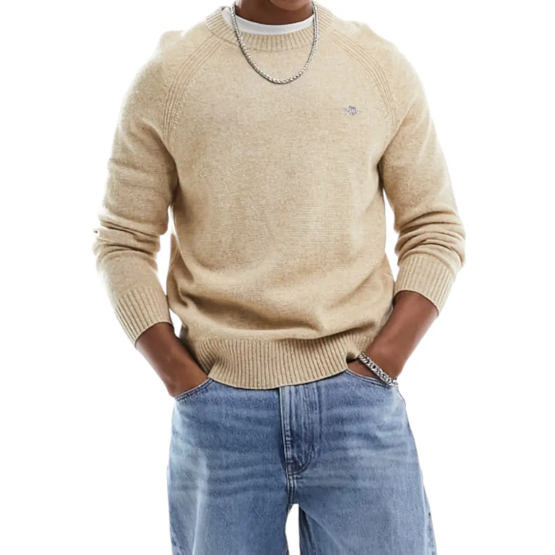 

Джемпер Gant Shield Logo Raglan Bicolored Lambswool Mix Knit, бежевый