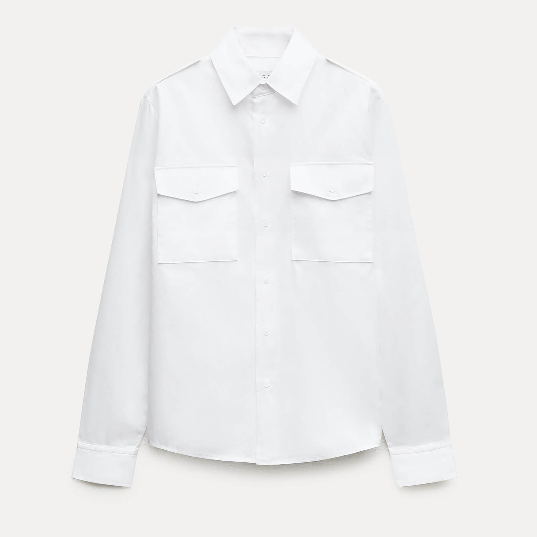 Рубашка Zara ZW Collection Popli With Pockets, белый рубашка zara denim with pockets черный