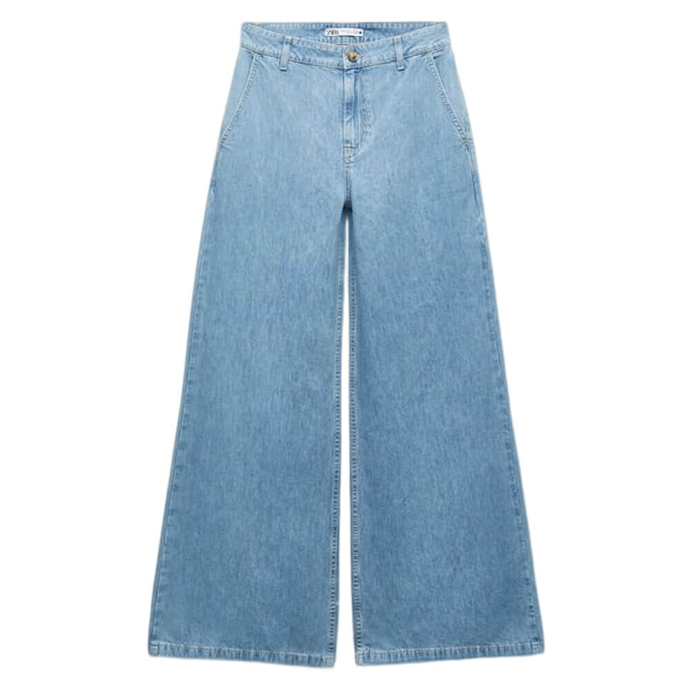 

Джинсы женские широкие Zara Z1975 High-waist, голубой