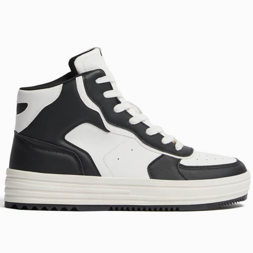 

Кроссовки Bershka Contrast High-Top, черный/белый