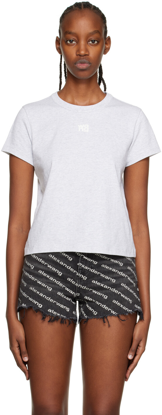 

Серая укороченная футболка Puff alexanderwang.t