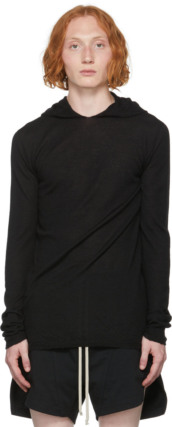 

Черная толстовка с капюшоном LS Rick Owens