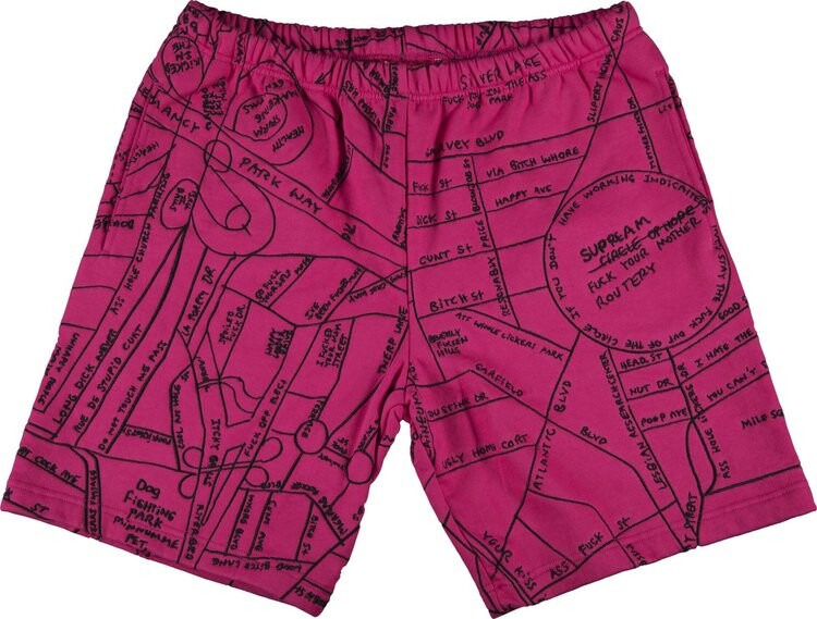

Спортивные шорты Supreme Gonz Embroidered Map Sweatshort 'Magenta', фиолетовый