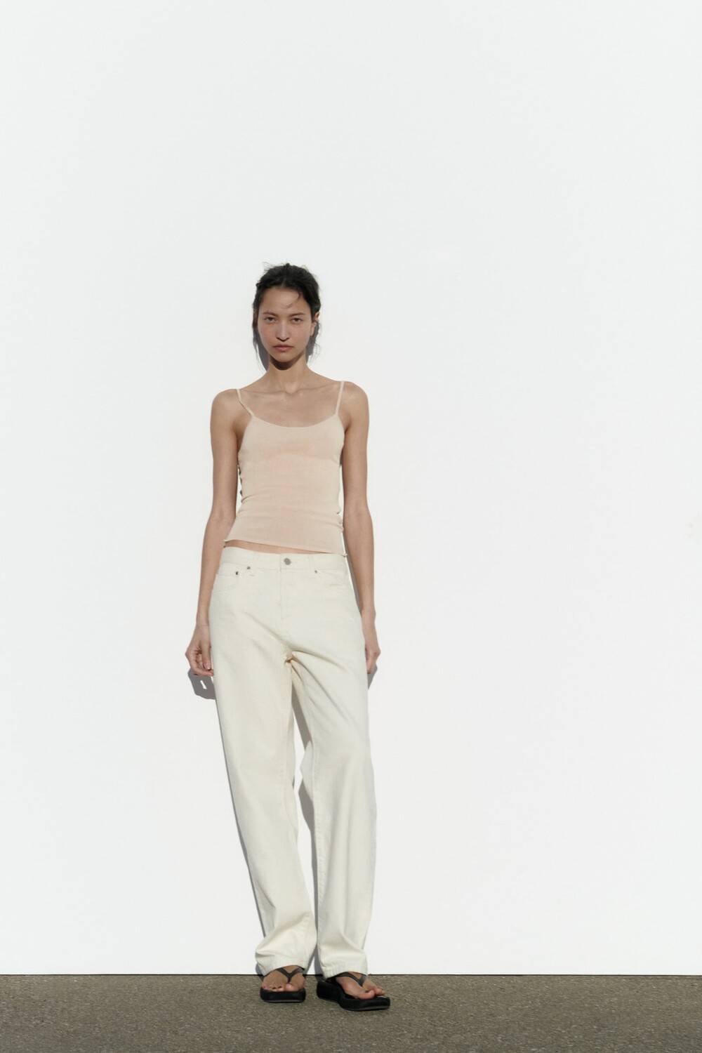 

Трикотажный топ с ремнями ZARA, экру