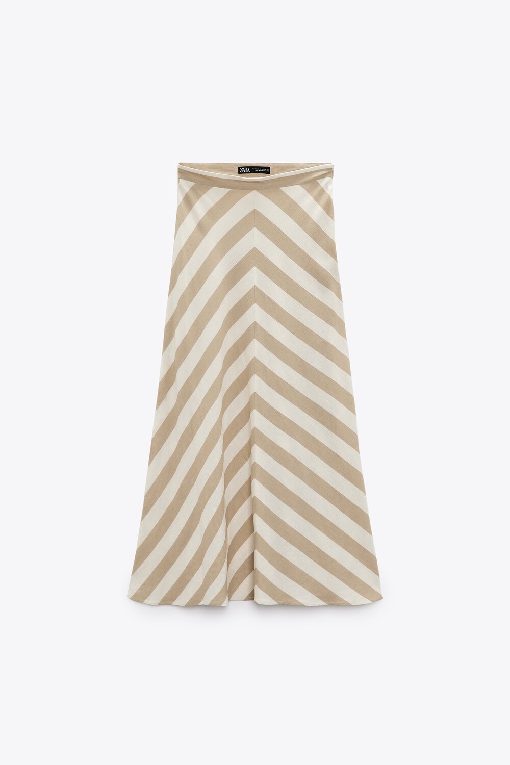 

Юбка миди из смешанной льна ZARA, экру/бежевый