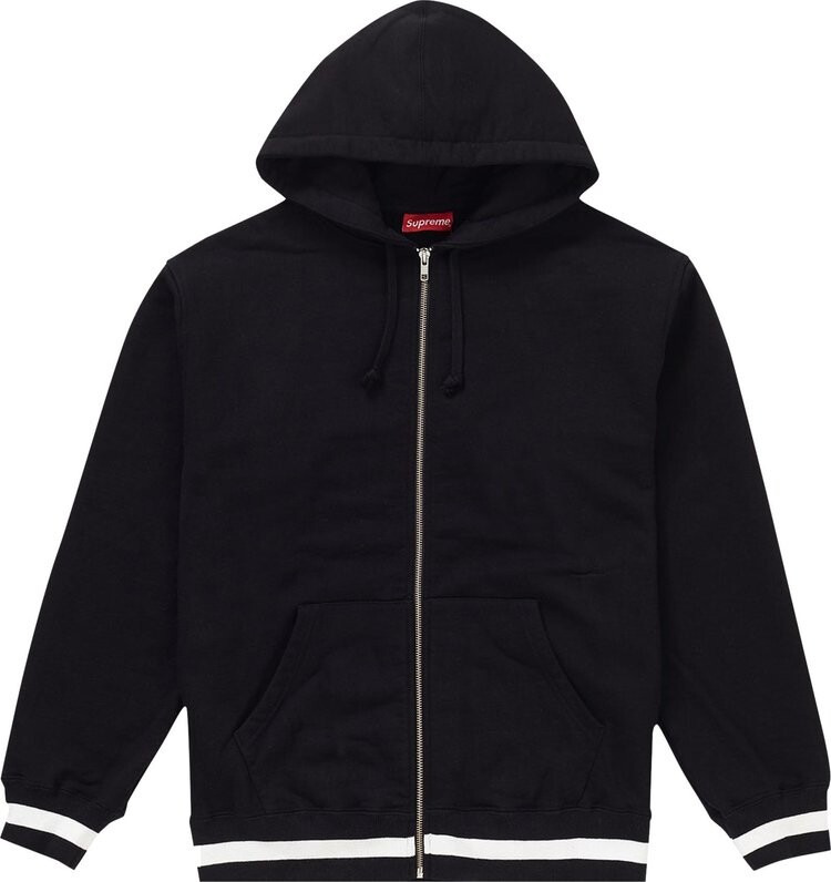 

Толстовка Supreme Old English Stripe Zip Up Hooded Sweatshirt 'Black', черный