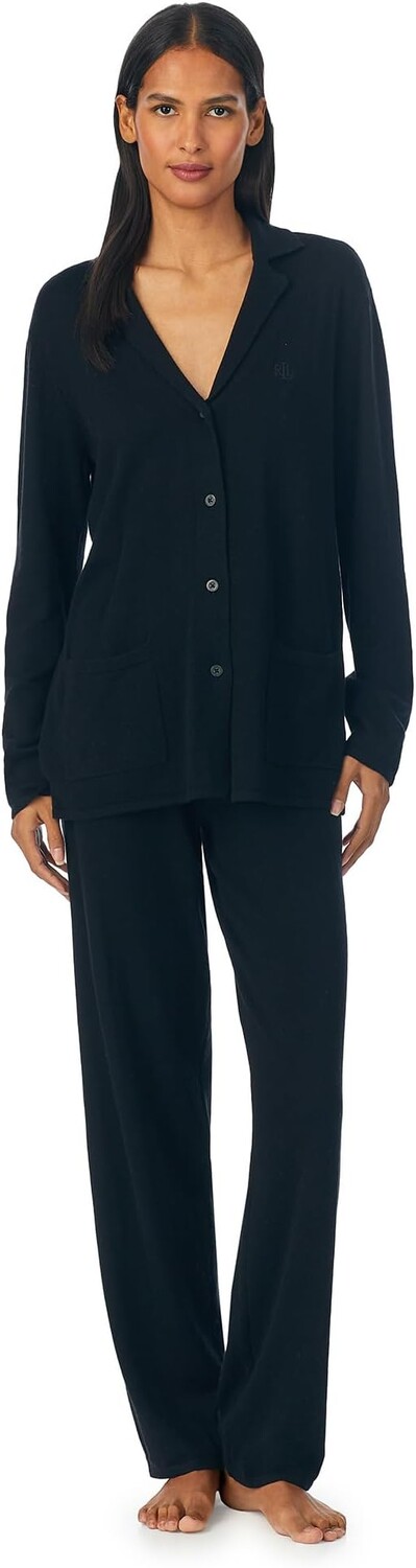

Пижамный комплект Notch из смеси хлопка и кашемира LAUREN Ralph Lauren, черный