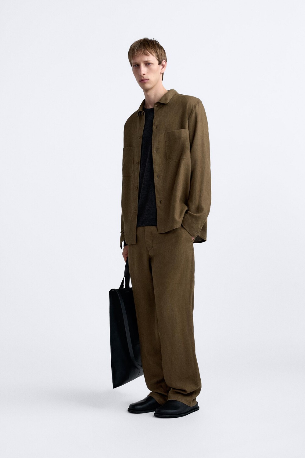 

Брюки прямого кроя из льна ZARA, ириска