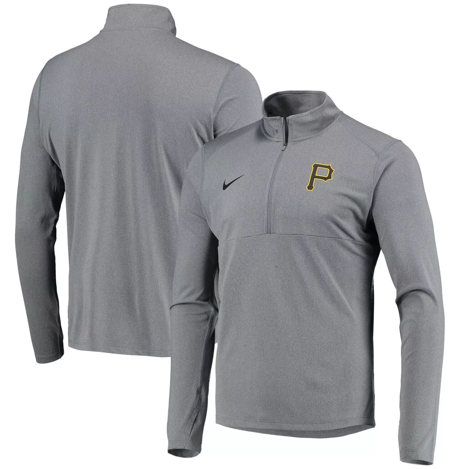 

Мужской серый свитшот с молнией до половины цвета логотипа команды Pittsburgh Pirates Team Element Performance Nike