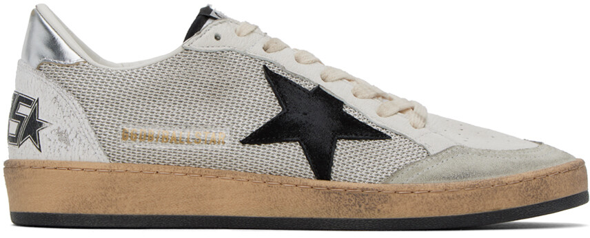 

Бело-серебряные кроссовки Golden Goose со звездами
