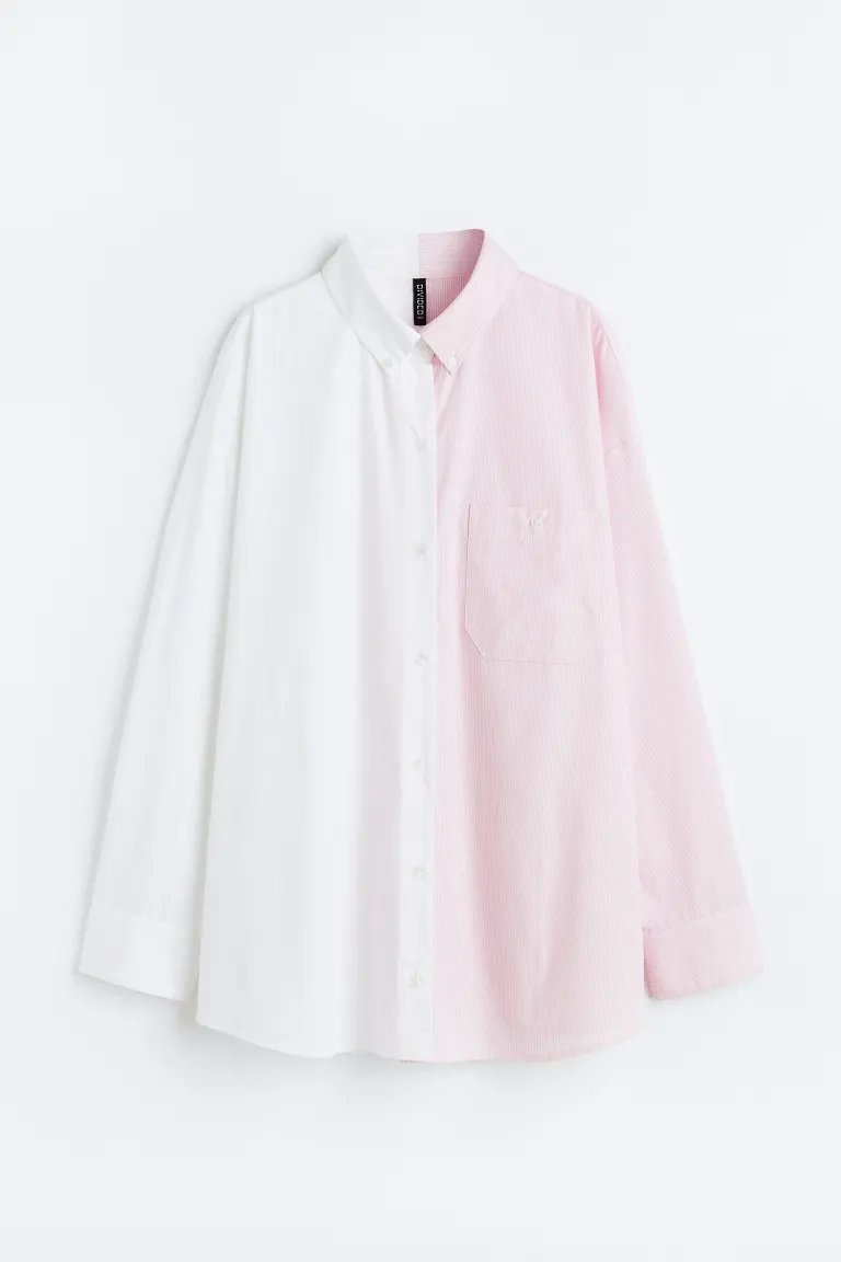 Рубашка Oversized Poplin, светло-розовый/белый рубашка zara oversized poplin зеленый