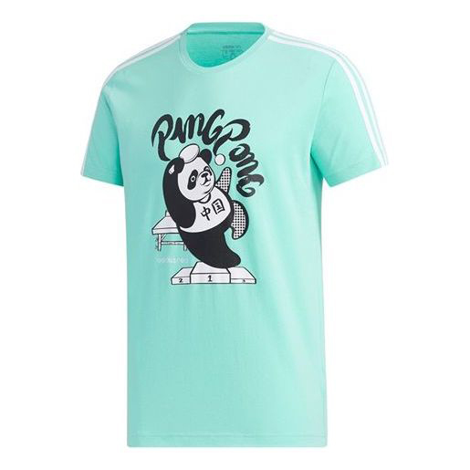 цена Футболка Adidas neo Panda 3SGRX Tee Table Tennis Printing Slim Fit Short Sleeve Green, Зеленый