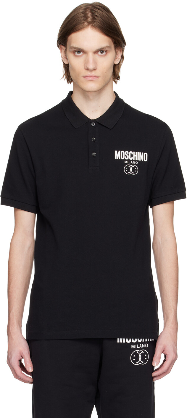 

Черная футболка-поло с принтом Moschino, Черный