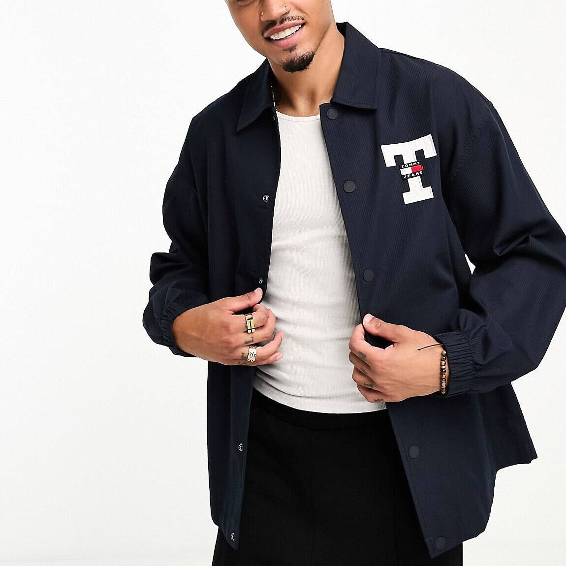 

Рубашка Tommy Jeans Technical Striped, темно-синий