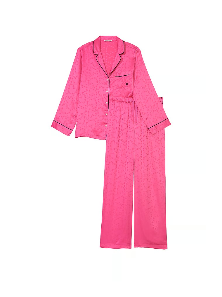 Пижама Victoria's Secret Satin Jacquard Long, розовый