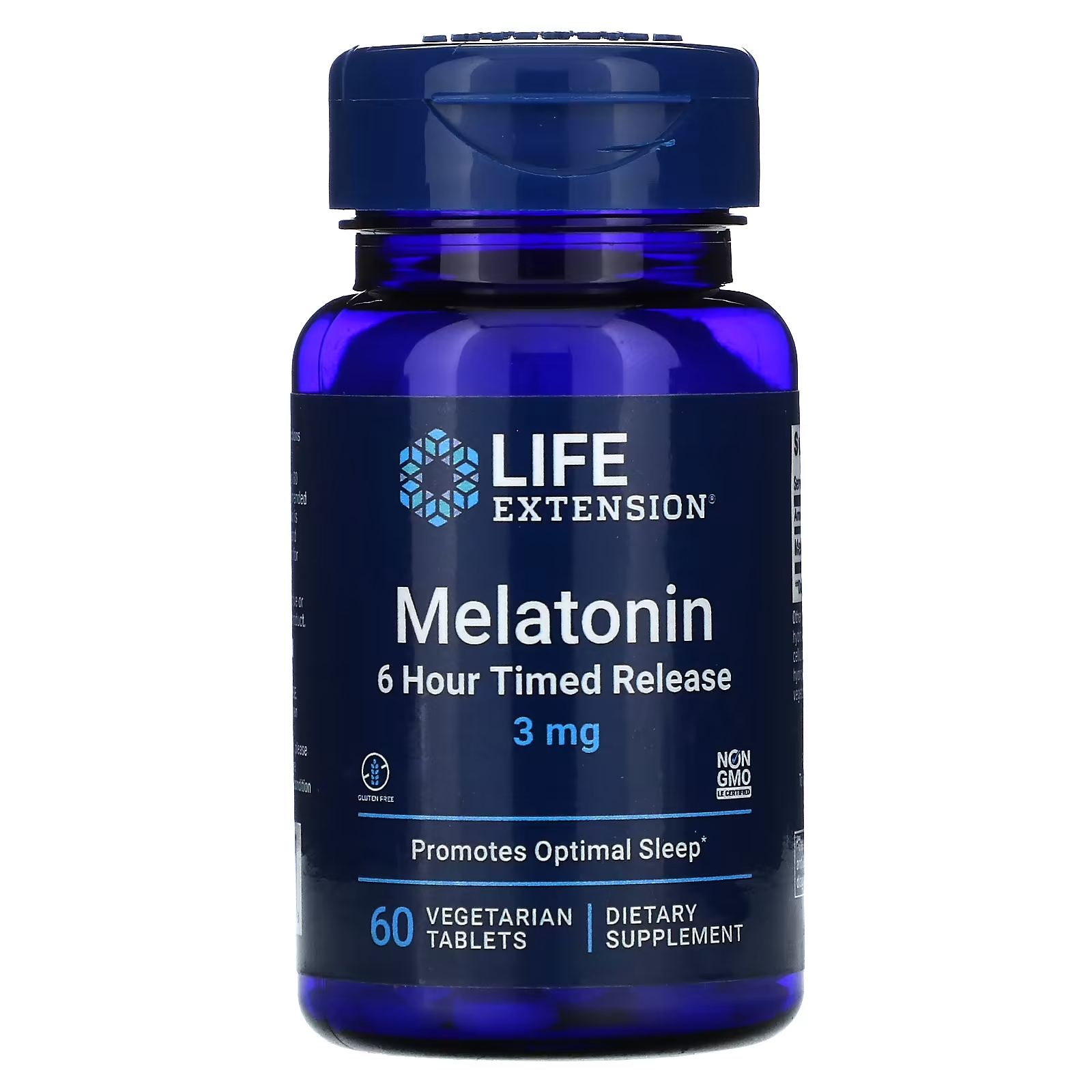 Мелатонин Life Extension высвобождение через 6 часов, 60 вегетарианских таблеток