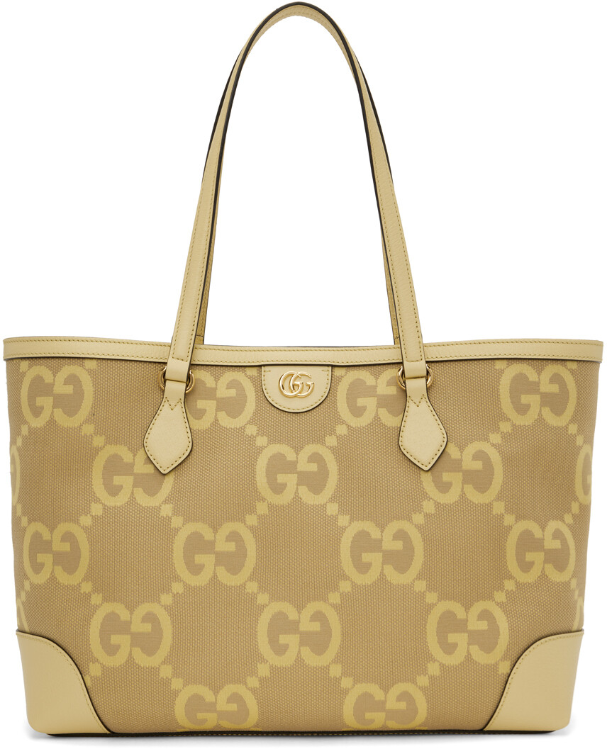 

Желто-бежевая объемная сумка большого размера GG Ophidia среднего размера Gucci
